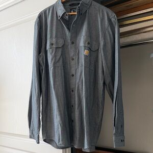 Carhartt Blue Casual Button Down Shirt Large Tall Loose fit